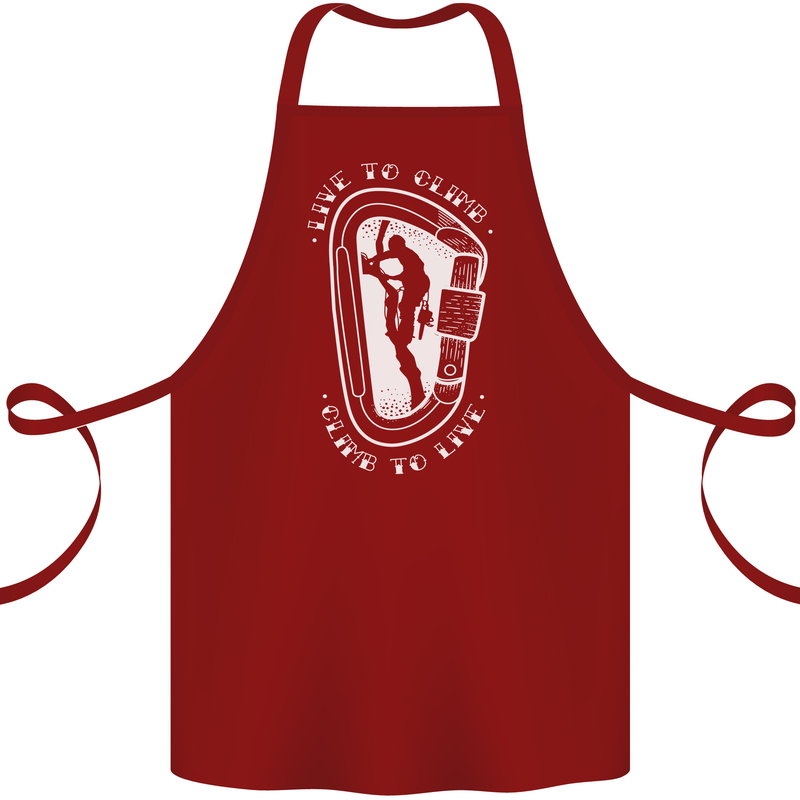 Live to Climb Rock Climbing Climber Cotton Apron 100% Organic Maroon