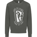 Live to Climb Rock Climbing Climber Kids Sweatshirt Jumper Storm Grey