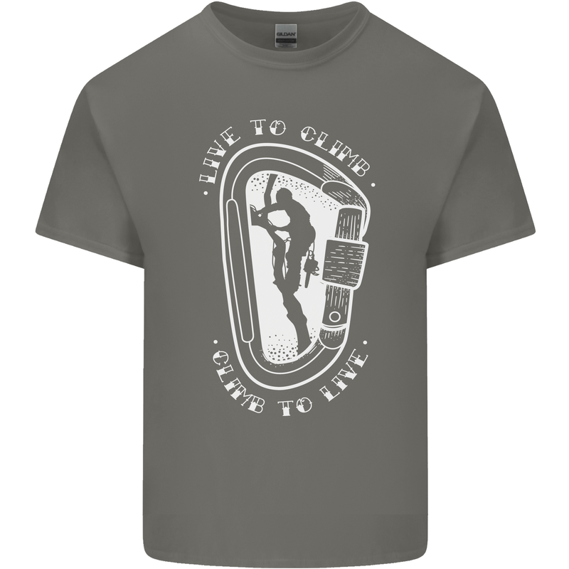 Live to Climb Rock Climbing Climber Kids T-Shirt Childrens Charcoal