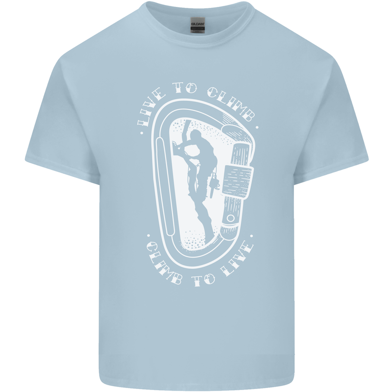 Live to Climb Rock Climbing Climber Kids T-Shirt Childrens Light Blue