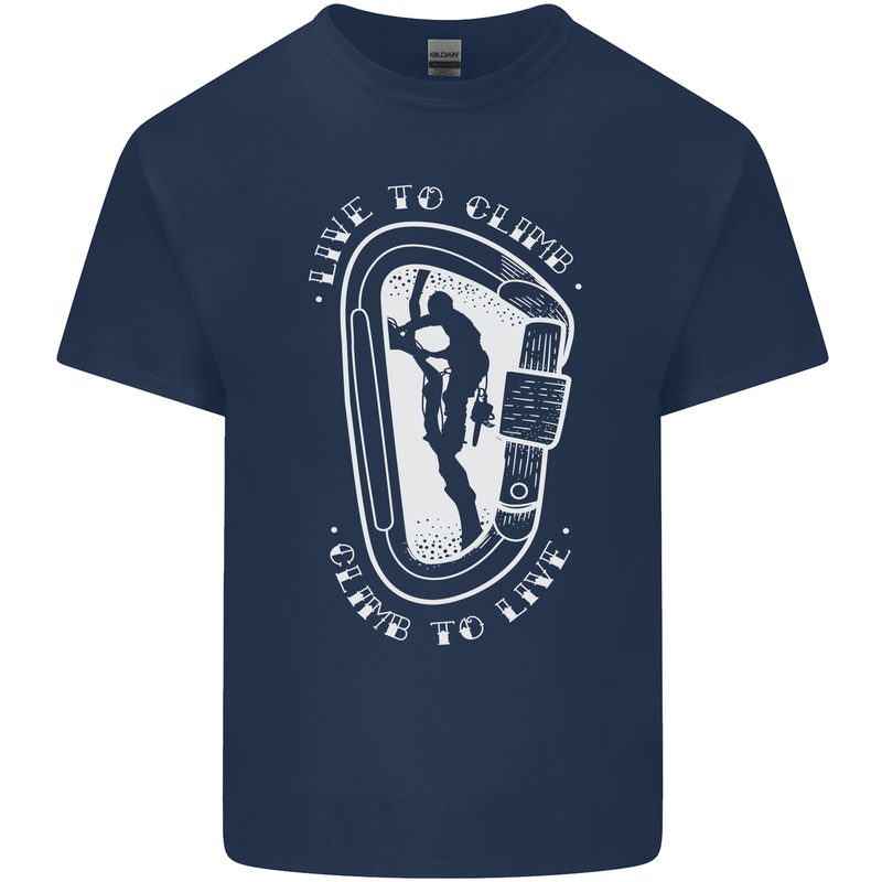 Live to Climb Rock Climbing Climber Kids T-Shirt Childrens Navy Blue