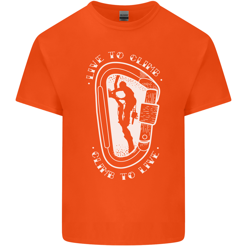 Live to Climb Rock Climbing Climber Kids T-Shirt Childrens Orange