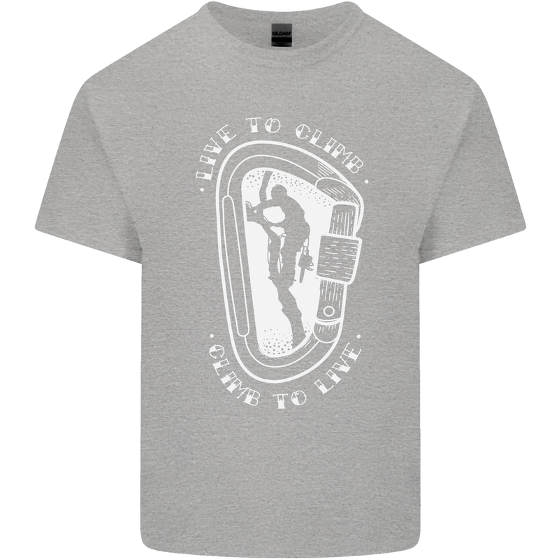 Live to Climb Rock Climbing Climber Kids T-Shirt Childrens Sports Grey