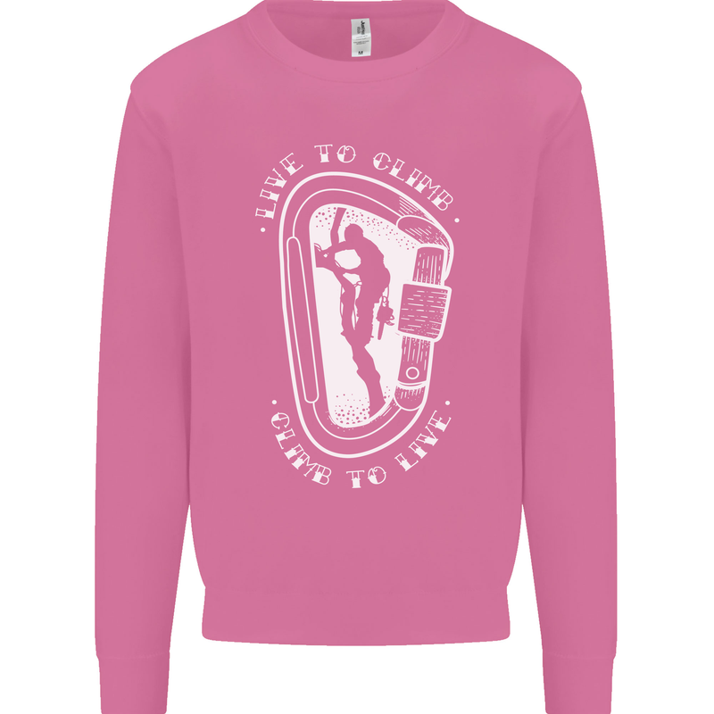 Live to Climb Rock Climbing Climber Mens Sweatshirt Jumper Azalea