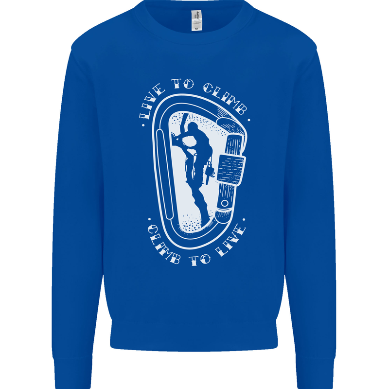 Live to Climb Rock Climbing Climber Mens Sweatshirt Jumper Royal Blue