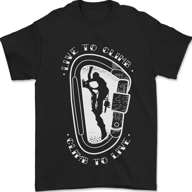 Live to Climb Rock Climbing Climber Mens T-Shirt 100% Cotton Black