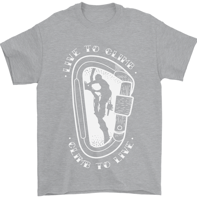 Live to Climb Rock Climbing Climber Mens T-Shirt 100% Cotton Sports Grey