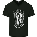 Live to Climb Rock Climbing Climber Mens V-Neck Cotton T-Shirt Black