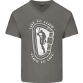 Live to Climb Rock Climbing Climber Mens V-Neck Cotton T-Shirt Charcoal