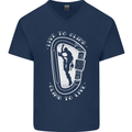 Live to Climb Rock Climbing Climber Mens V-Neck Cotton T-Shirt Navy Blue