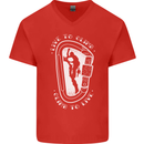 Live to Climb Rock Climbing Climber Mens V-Neck Cotton T-Shirt Red