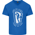 Live to Climb Rock Climbing Climber Mens V-Neck Cotton T-Shirt Royal Blue