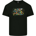 Live with Pride LGBT Awareness Day Gay Mens Cotton T-Shirt Tee Top Black