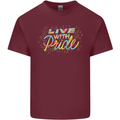 Live with Pride LGBT Awareness Day Gay Mens Cotton T-Shirt Tee Top Maroon