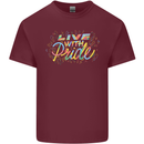 Live with Pride LGBT Awareness Day Gay Mens Cotton T-Shirt Tee Top Maroon