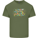 Live with Pride LGBT Awareness Day Gay Mens Cotton T-Shirt Tee Top Military Green