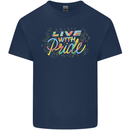 Live with Pride LGBT Awareness Day Gay Mens Cotton T-Shirt Tee Top Navy Blue
