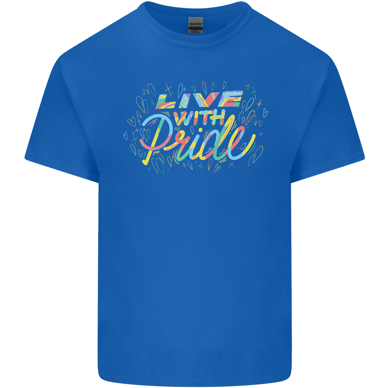 Live with Pride LGBT Awareness Day Gay Mens Cotton T-Shirt Tee Top Royal Blue