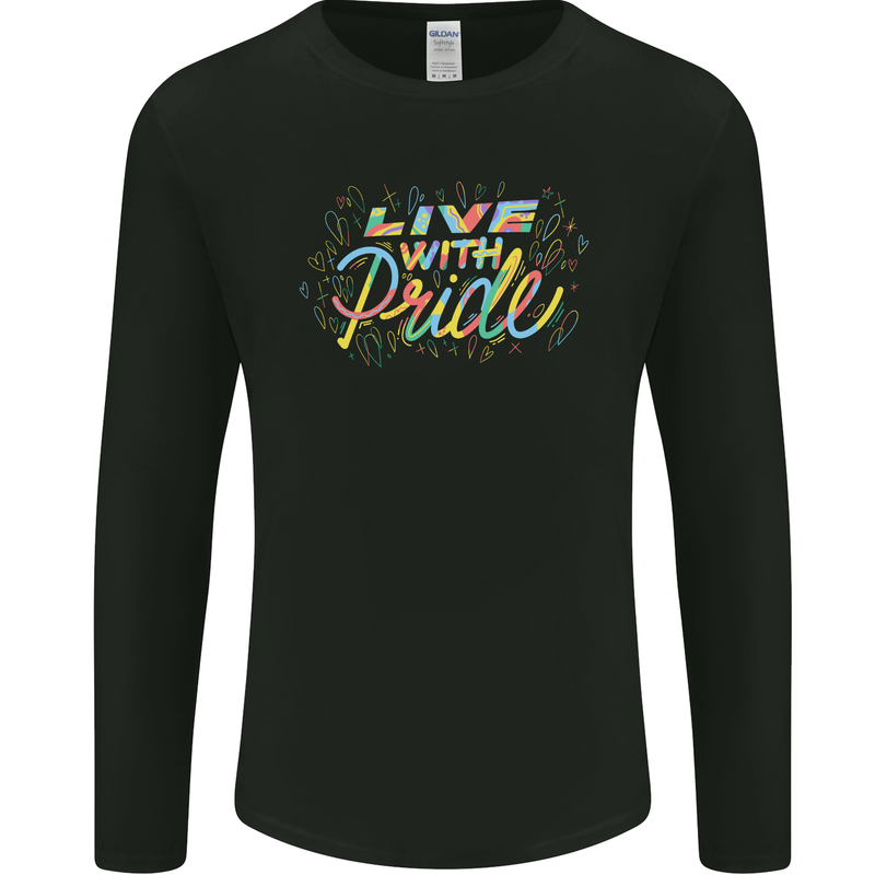 Live with Pride LGBT Awareness Day Gay Mens Long Sleeve T-Shirt Black