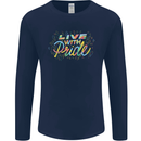 Live with Pride LGBT Awareness Day Gay Mens Long Sleeve T-Shirt Navy Blue