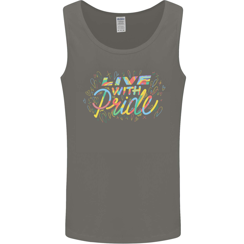 Live with Pride LGBT Awareness Day Gay Mens Vest Tank Top Charcoal
