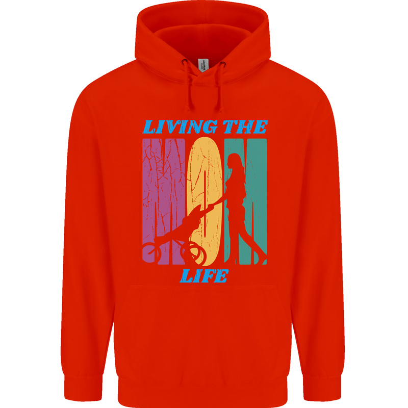 Living the Mom Life Mothers Day Mummy Childrens Kids Hoodie Bright Red