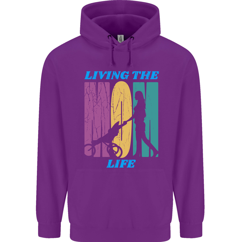Living the Mom Life Mothers Day Mummy Childrens Kids Hoodie Purple