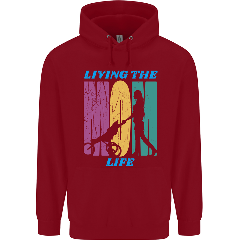 Living the Mom Life Mothers Day Mummy Childrens Kids Hoodie Red