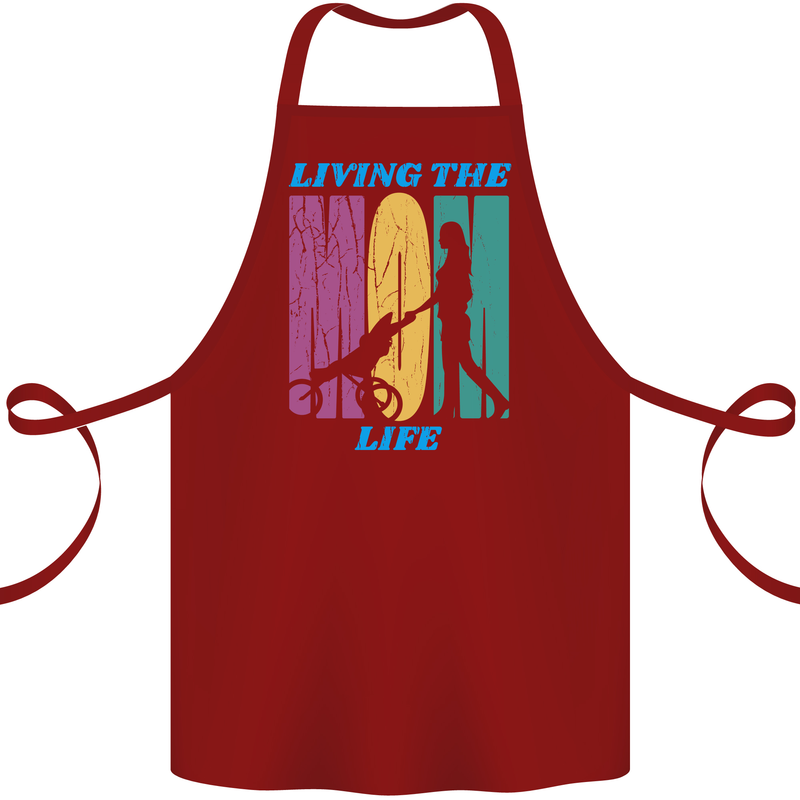 Living the Mom Life Mothers Day Mummy Cotton Apron 100% Organic Maroon