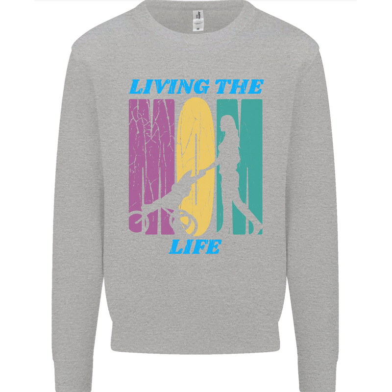 Living the Mom Life Mothers Day Mummy Kids Sweatshirt Jumper Sports Grey