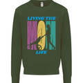 Living the Mom Life Mothers Day Mummy Mens Sweatshirt Jumper Forest Green