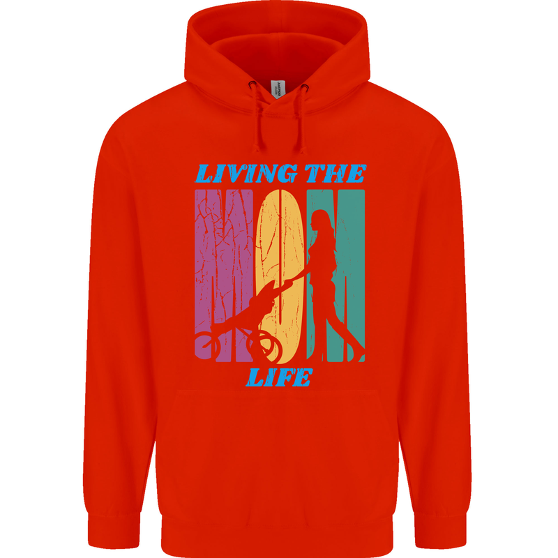 Living the Mum Life Mothers Day Mummy Childrens Kids Hoodie Bright Red