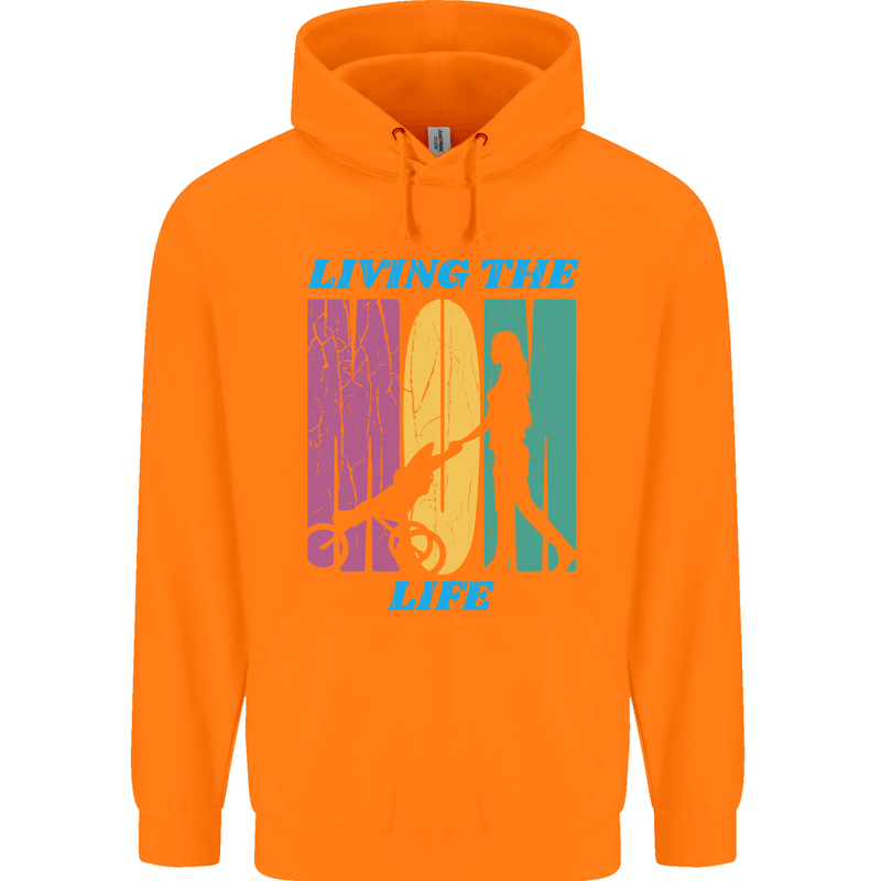 Living the Mum Life Mothers Day Mummy Childrens Kids Hoodie Orange