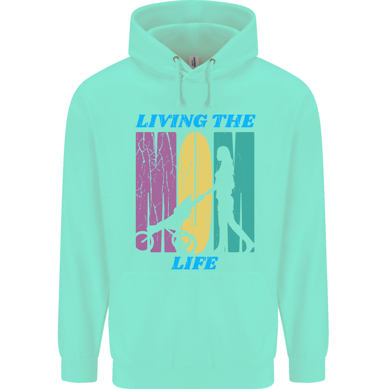Living the Mum Life Mothers Day Mummy Childrens Kids Hoodie Peppermint