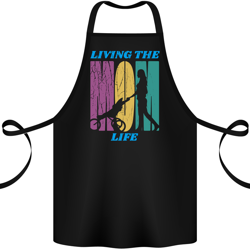 Living the Mum Life Mothers Day Mummy Cotton Apron 100% Organic Black