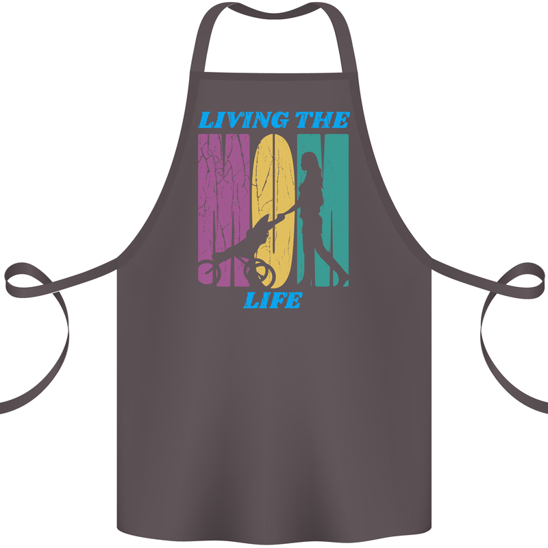 Living the Mum Life Mothers Day Mummy Cotton Apron 100% Organic Dark Grey