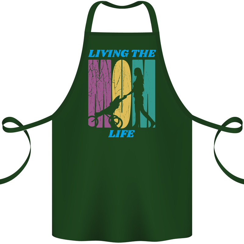 Living the Mum Life Mothers Day Mummy Cotton Apron 100% Organic Forest Green