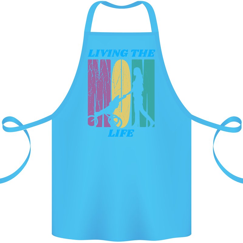 Living the Mum Life Mothers Day Mummy Cotton Apron 100% Organic Turquoise