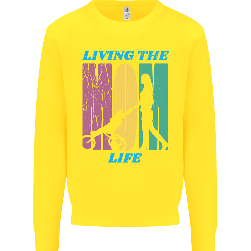 Living the Mum Life Mothers Day Mummy Kids Sweatshirt Jumper Yellow
