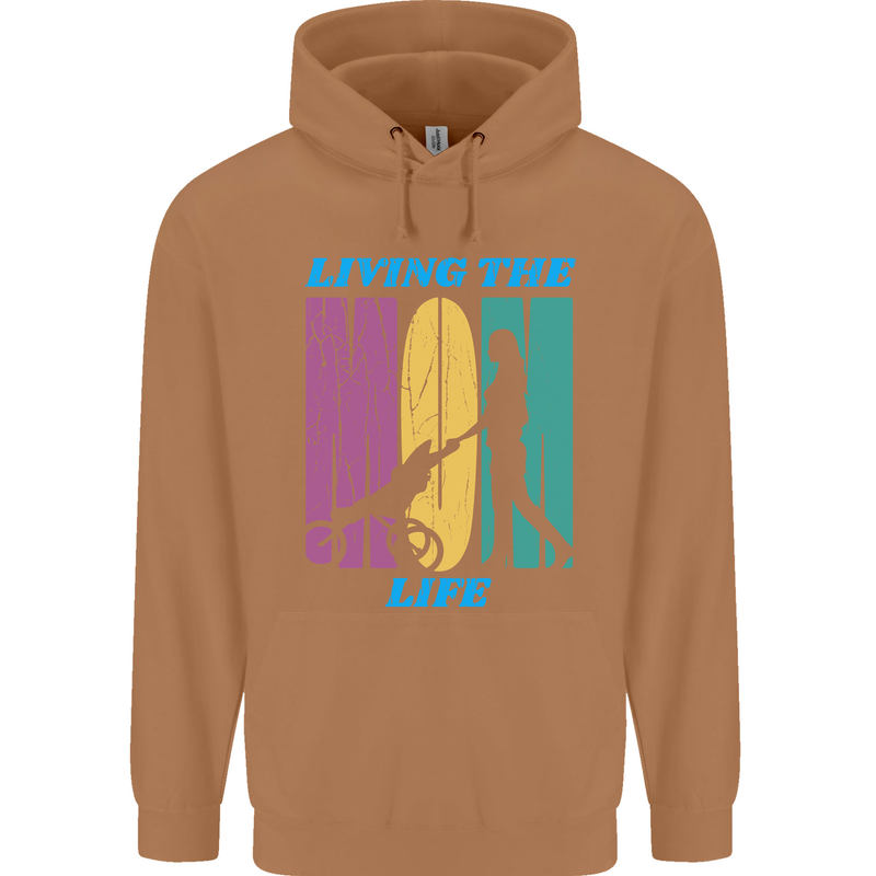 Living the Mum Life Mothers Day Mummy Mens 80% Cotton Hoodie Caramel Latte