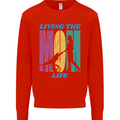Living the Mum Life Mothers Day Mummy Mens Sweatshirt Jumper Bright Red