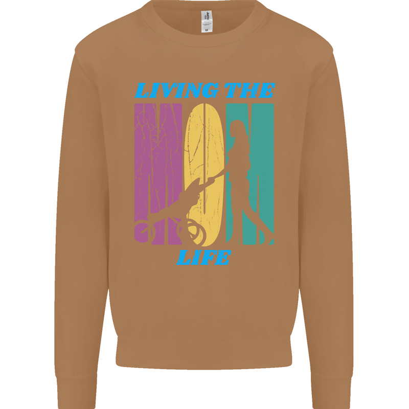 Living the Mum Life Mothers Day Mummy Mens Sweatshirt Jumper Caramel Latte