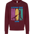 Living the Mum Life Mothers Day Mummy Mens Sweatshirt Jumper Maroon