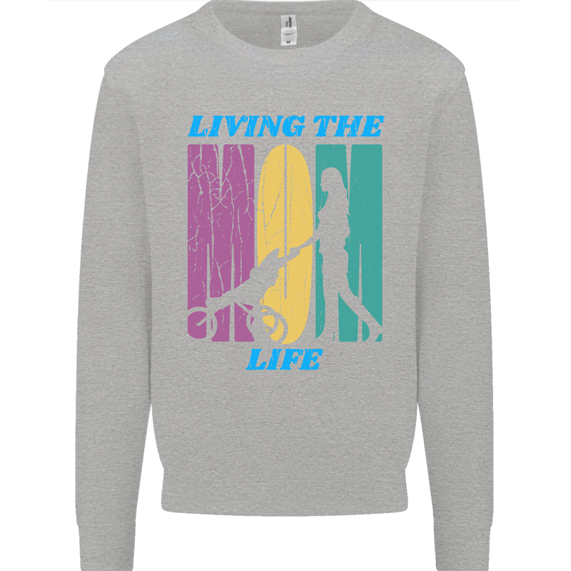 Living the Mum Life Mothers Day Mummy Mens Sweatshirt Jumper Sports Grey