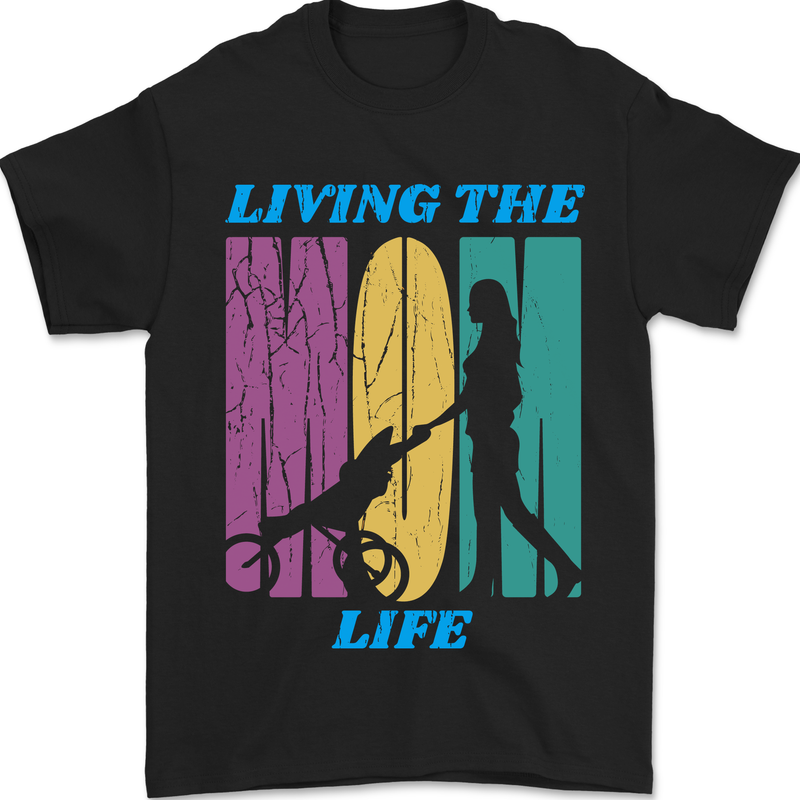 Living the Mum Life Mothers Day Mummy Mens T-Shirt 100% Cotton Black