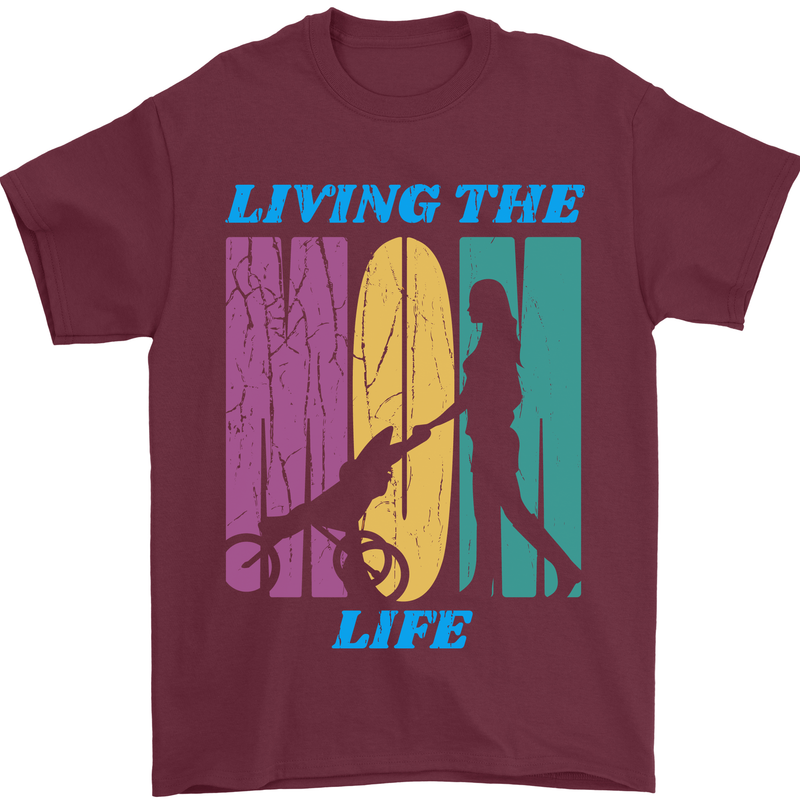 Living the Mum Life Mothers Day Mummy Mens T-Shirt 100% Cotton Maroon