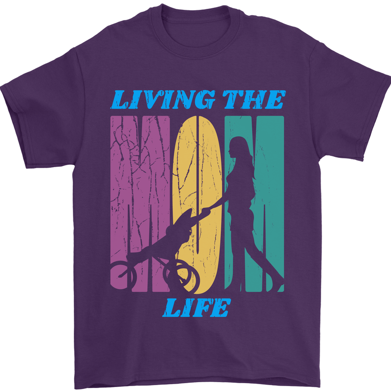 Living the Mum Life Mothers Day Mummy Mens T-Shirt 100% Cotton Purple