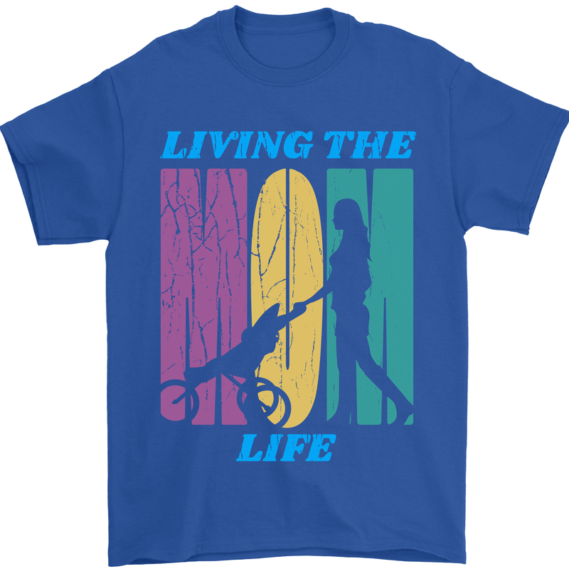 Living the Mum Life Mothers Day Mummy Mens T-Shirt 100% Cotton Royal Blue