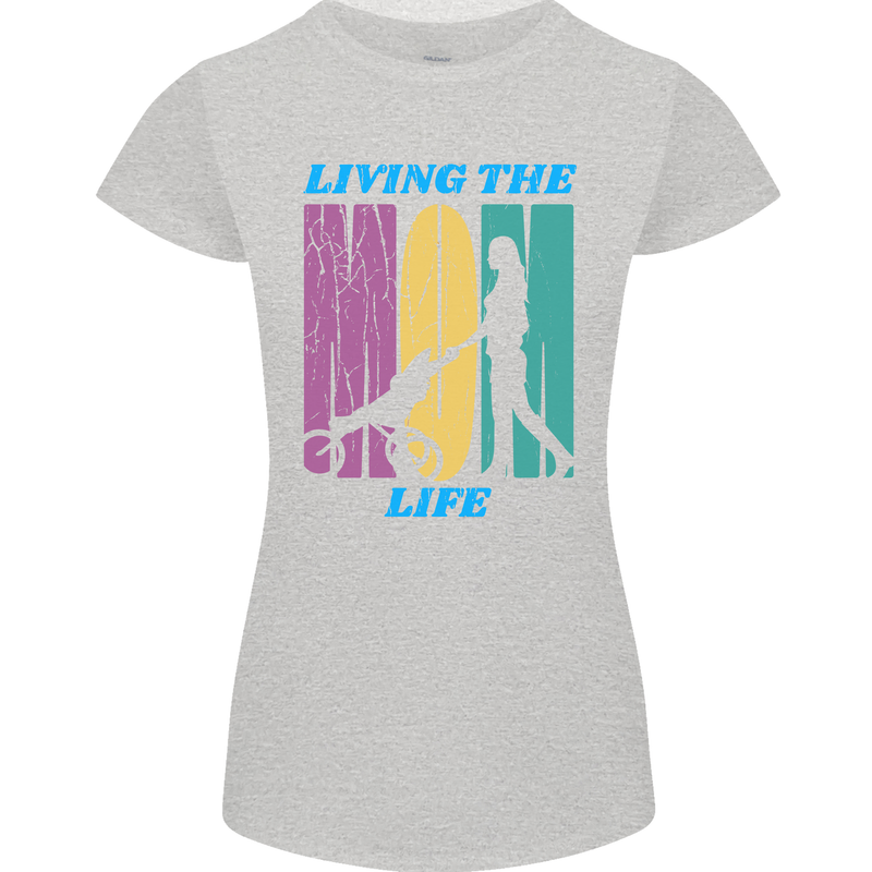 Living the Mum Life Mothers Day Mummy Womens Petite Cut T-Shirt Sports Grey