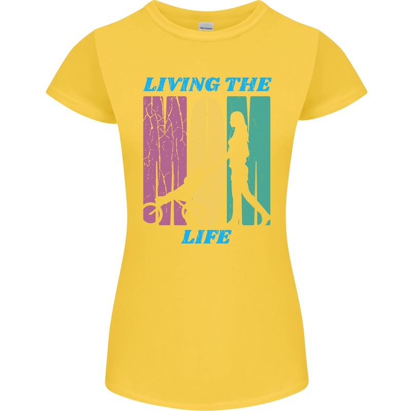 Living the Mum Life Mothers Day Mummy Womens Petite Cut T-Shirt Yellow